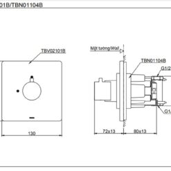 Van dừng TOTO TBV02101B kèm phụ kiện âm tường TBN01104B