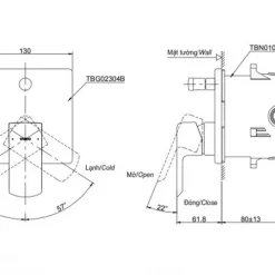Van gật gù điều chỉnh nóng lạnh âm tường TOTO TBG02304BA TBN01001B 12 Van gật gù điều chỉnh nóng lạnh âm tường TOTO TBG02304BA TBN01001B