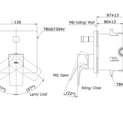 Van gật gù điều chỉnh nóng lạnh kèm nút chuyển hướng và phụ kiện âm tường TOTO TBG07304VA TBN01001B