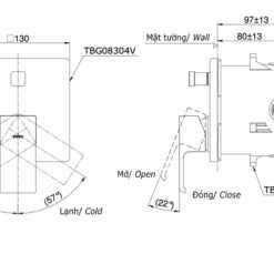 Van gật gù điều chỉnh nóng lạnh âm tường TOTO TBG08304VA TBN01001B