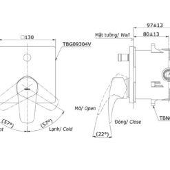 Van gật gù điều chỉnh nóng lạnh âm tường TOTO TBG09304VA TBN01001B