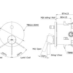 Van gật gù điều chỉnh nóng lạnh âm tường TOTO TBG11304VA TBN01001B