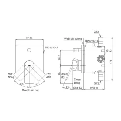Van gật gù điều chỉnh nóng lạnh âm tường TOTO TBG13304A TBN01001B