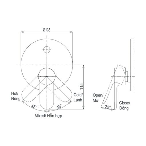 Van gật gù điều chỉnh nóng lạnh âm tường TOTO TBS06304A TBS01304B1