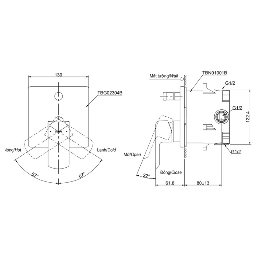 Van gật gù TOTO TBG02304BA Van gật gù TOTO TBG02304BA hình 2