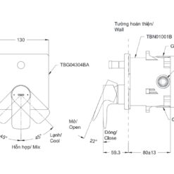 Van gật gù điều chỉnh nóng lạnh kèm nút chuyển hướng TOTO TBG04304BA