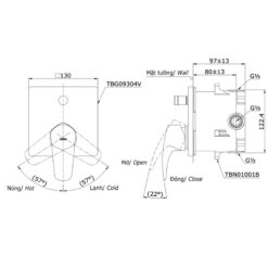 Van gật gù điều chỉnh nóng lạnh kèm nút chuyển hướng TOTO TBG09304VA