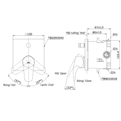 Van gật gù điều chỉnh nóng lạnh kèm nút chuyển hướng TOTO TBG09304VA