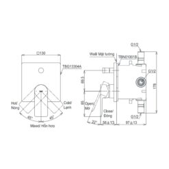 Van gật gù điều chỉnh nóng lạnh kèm nút chuyển hướng TOTO TBG13304A