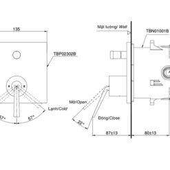 Van gật gù điều chỉnh nóng lạnh kèm nút chuyển hướng TOTO TBP02302BA