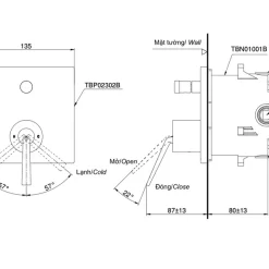 Van gật gù điều chỉnh nóng lạnh kèm nút chuyển hướng TOTO TBP02302BA