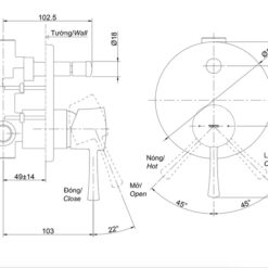 Van gật gù điều chỉnh nóng lạnh kèm nút chuyển hướng TOTO TBS02304B