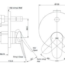 Van gật gù điều chỉnh nóng lạnh kèm nút chuyển hướng TOTO TBS04304B