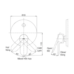 Van gật gù điều chỉnh nóng lạnh kèm nút chuyển hướng TOTO TBS06304A