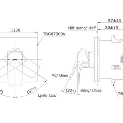 Van gật gù điều chỉnh nóng lạnh TOTO TBG07303VA kèm phụ kiện âm tường TBN01001B (TBG07303V/TBN01001B)