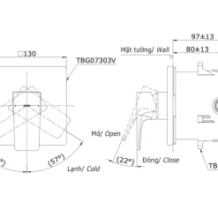 Van gật gù điều chỉnh nóng lạnh TOTO TBG07303VA kèm phụ kiện âm tường TBN01001B (TBG07303V/TBN01001B)