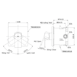 Van gật gù điều chỉnh nóng lạnh TOTO TBG08303VA