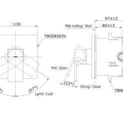 Van gật gù điều chỉnh nóng lạnh TOTO TBG08303VA kèm phụ kiện âm tường TBN01001B