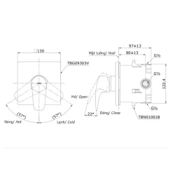 Van gật gù điều chỉnh nóng lạnh TOTO TBG09303VA