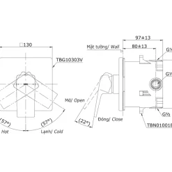 Van gật gù điều chỉnh nóng lạnh TOTO TBG10303VA