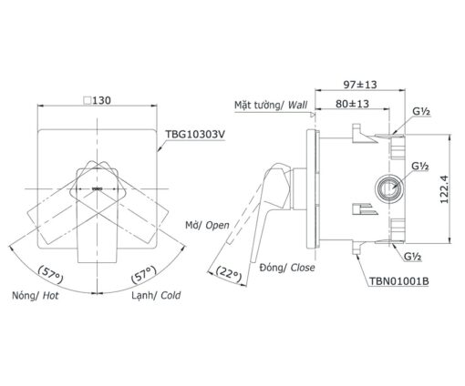 Van gật gù điều chỉnh nóng lạnh TOTO TBG10303VA