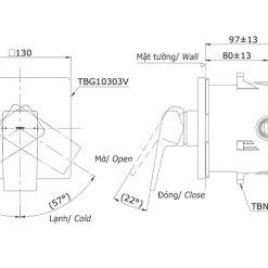 Van gật gù điều chỉnh nóng lạnh TOTO TBG10303VA kèm phụ kiện âm tường TBN01001B
