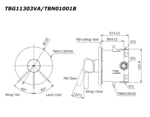 Van gật gù điều chỉnh nóng lạnh TOTO TBG11303V