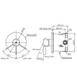Van gật gù điều chỉnh nóng lạnh TOTO TBG11303V kèm phụ kiện âm tường TBN01001B