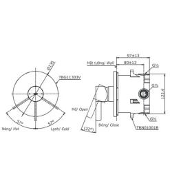 Van gật gù điều chỉnh nóng lạnh TOTO TBG11303V kèm phụ kiện âm tường TBN01001B 9 Van gật gù điều chỉnh nóng lạnh TOTO TBG11303V kèm phụ kiện âm tường TBN01001B