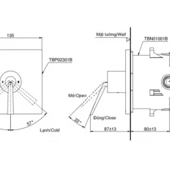 Van gật gù điều chỉnh nóng lạnh TOTO TBP02301BA kèm phụ kiện âm tường TBN01001B