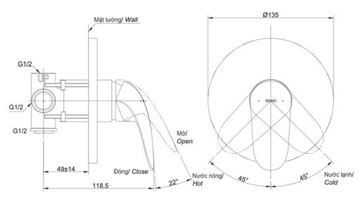 Van gật gù điều chỉnh nóng lạnh TOTO TBS03303B