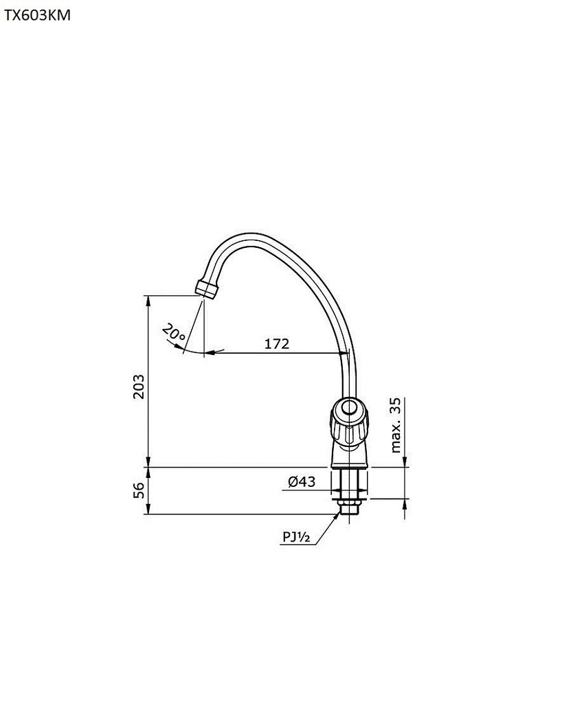 Vòi bếp lạnh TOTO TX603KM 4 Vòi bếp lạnh TOTO TX603KM