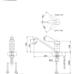 Vòi bếp nóng lạnh TOTO TTKC301FV 16 Vòi bếp nóng lạnh TOTO TTKC301FV