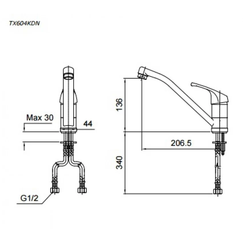 Vòi bếp nóng lạnh TOTO TX604KDN 4 Vòi bếp nóng lạnh TOTO TX604KDN