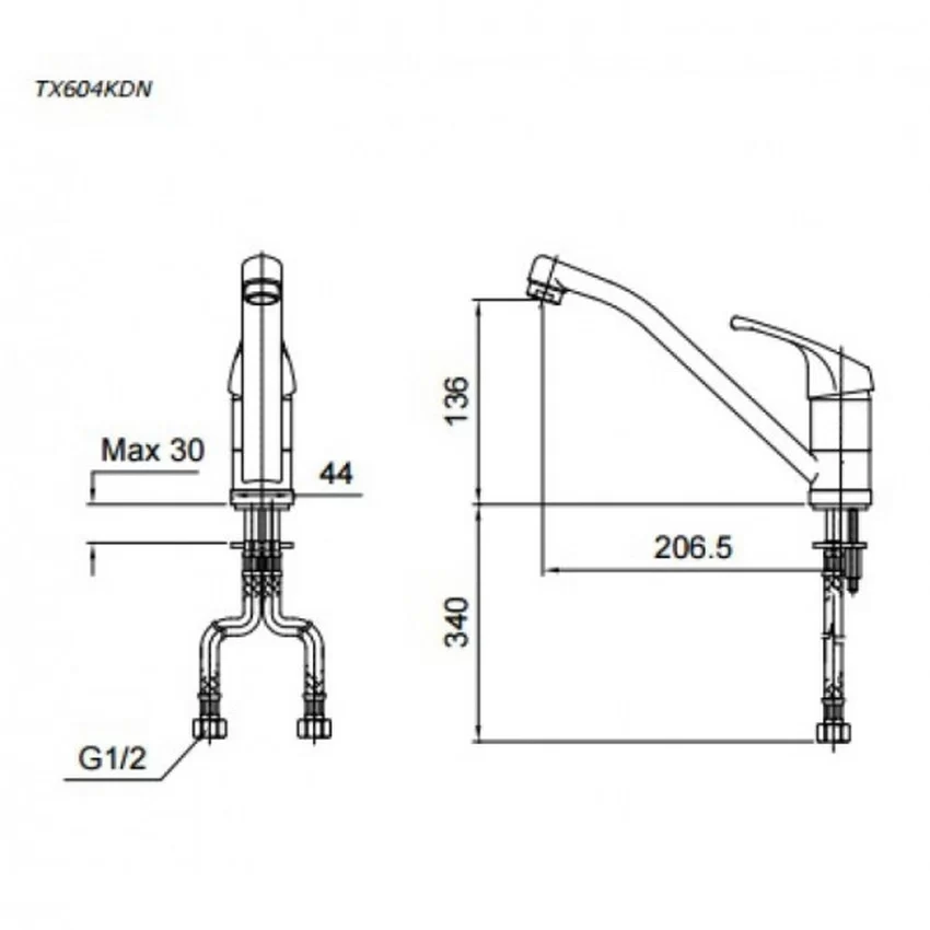 Vòi bếp nóng lạnh TOTO TX604KDN 5 Vòi bếp nóng lạnh TOTO TX604KDN
