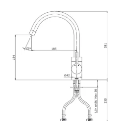 Vòi bếp nóng lạnh TOTO TX605KESBR 14 Vòi bếp nóng lạnh TOTO TX605KESBR