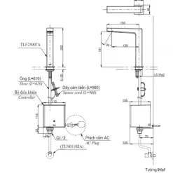 Vòi lavabo cảm ứng nóng lạnh TOTO TLE25007V 17 Vòi lavabo cảm ứng nóng lạnh TOTO TLE25007V