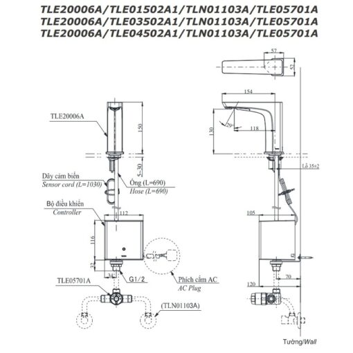 Vòi lavabo cảm ứng TOTO TLE20006A