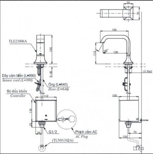 Vòi lavabo cảm ứng TOTO TLE21006A