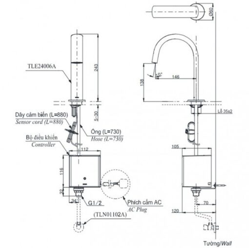 Vòi lavabo cảm ứng TOTO TLE24006A