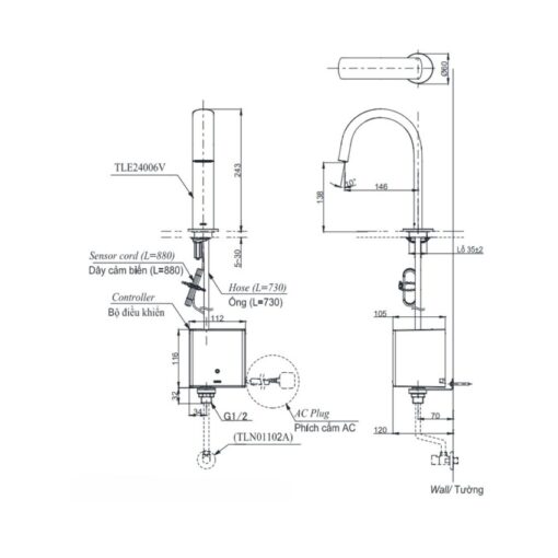 Vòi lavabo cảm ứng TOTO TLE24006V