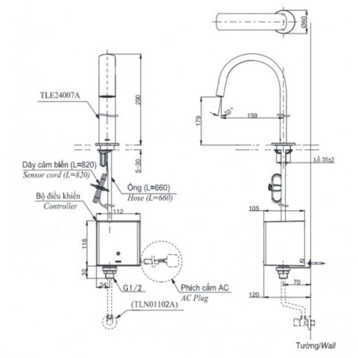 Vòi lavabo cảm ứng TOTO TLE24007V
