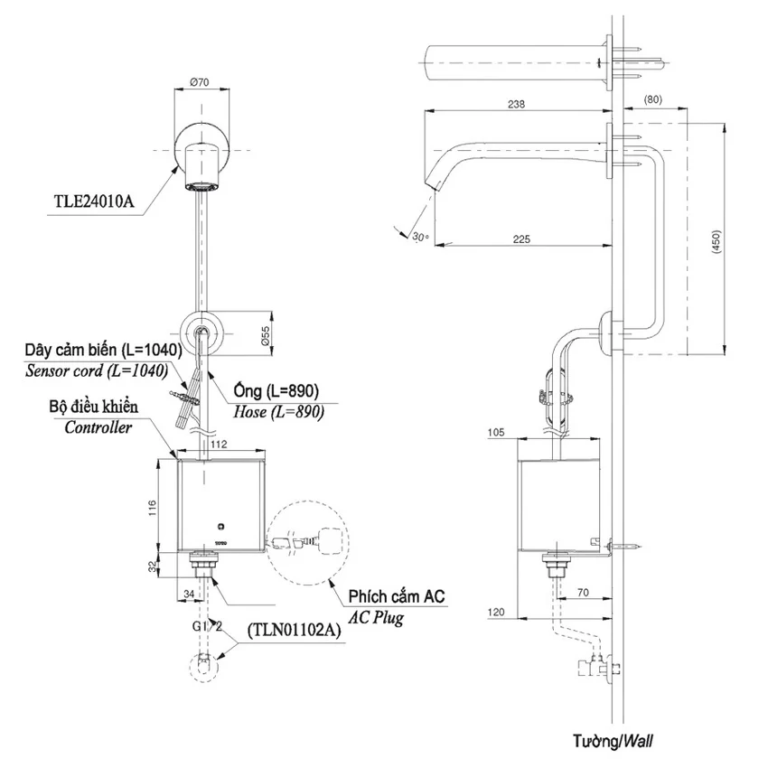 Vòi Lavabo Cảm Ứng TOTO TLE24010V Vòi Lavabo Cảm Ứng TOTO TLE24010V Thiết Kế Hiện Đại