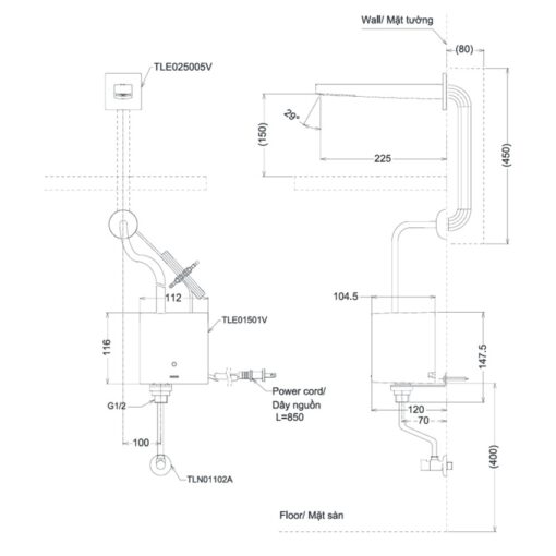 Vòi lavabo cảm ứng TOTO TLE25005V