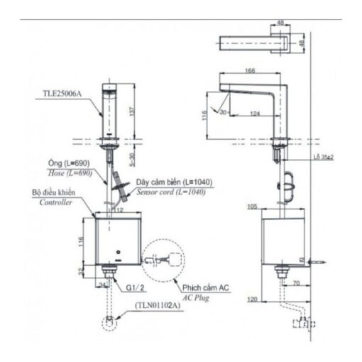 Vòi lavabo cảm ứng TOTO TLE25006V