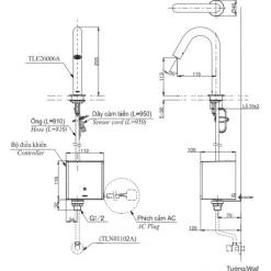 Vòi lavabo cảm ứng TOTO TLE26006A 11 Vòi lavabo cảm ứng TOTO TLE26006A