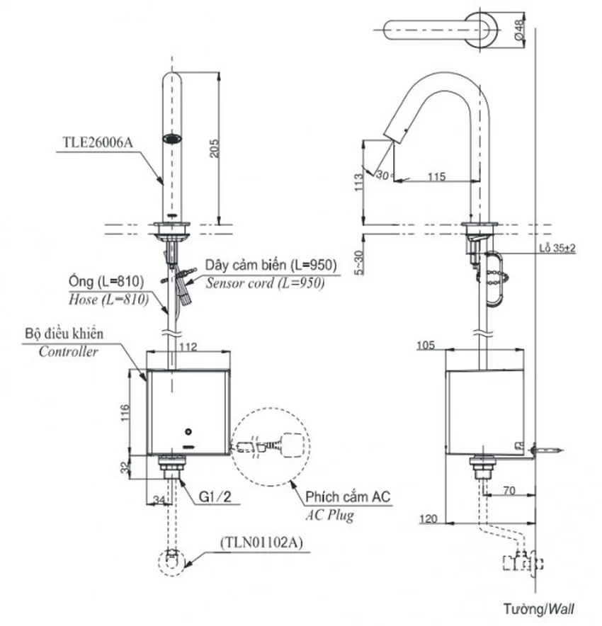 Vòi lavabo cảm ứng TOTO TLE26006A 16 Vòi Lavabo Cảm Ứng TOTO TLE26006A - Hình 5