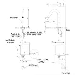 Vòi lavabo cảm ứng TOTO TLE26006A TLE04502A1 TLN01102A (nước lạnh - dùng pin) 11 Vòi lavabo cảm ứng TOTO TLE26006A TLE04502A1 TLN01102A (nước lạnh - dùng pin)