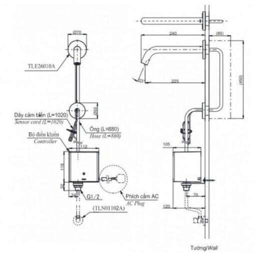 Vòi lavabo cảm ứng TOTO TLE26010A