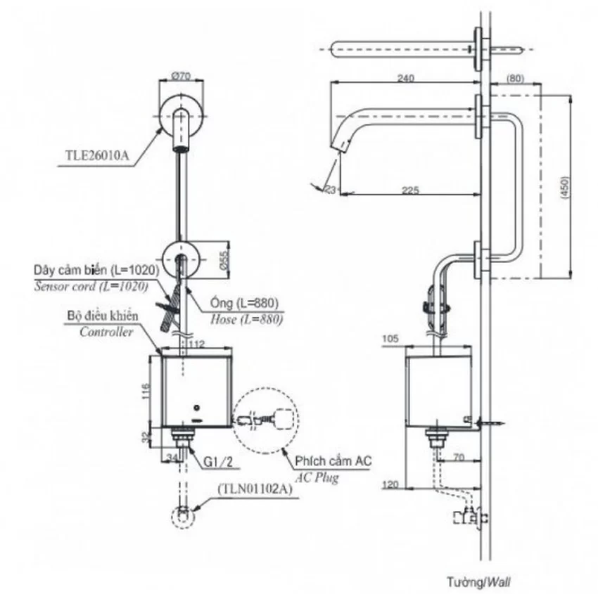 Vòi lavabo cảm ứng TOTO TLE26010A 15 Vòi lavabo cảm ứng TOTO TLE26010A 5